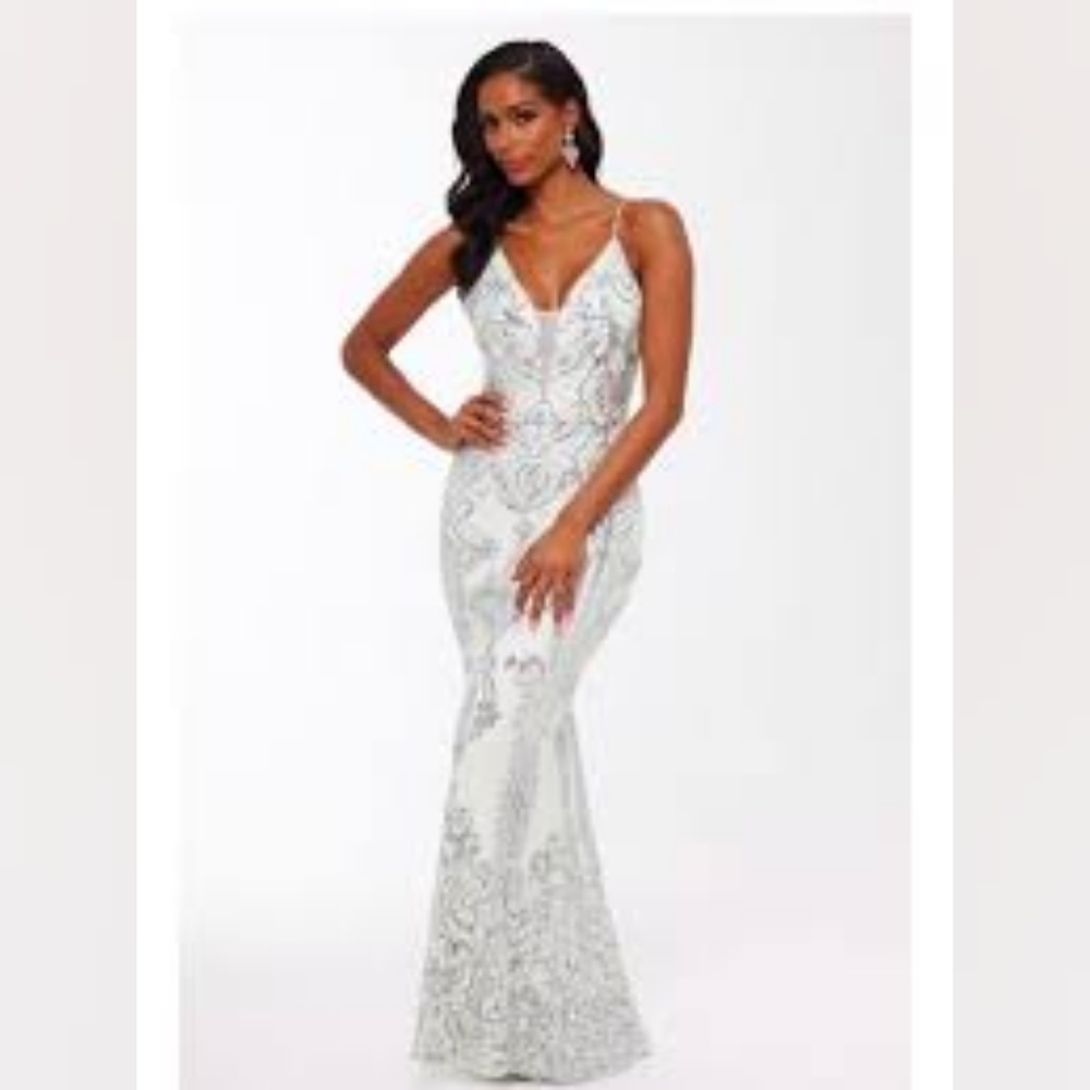 Betsy and Adam white sequin dress